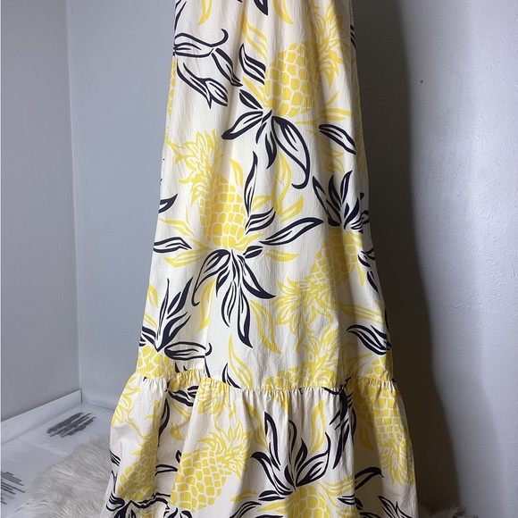 Anthropologie Floral Flounced Maxi Dress Pineapples Strapless L - Picture 11 of 13